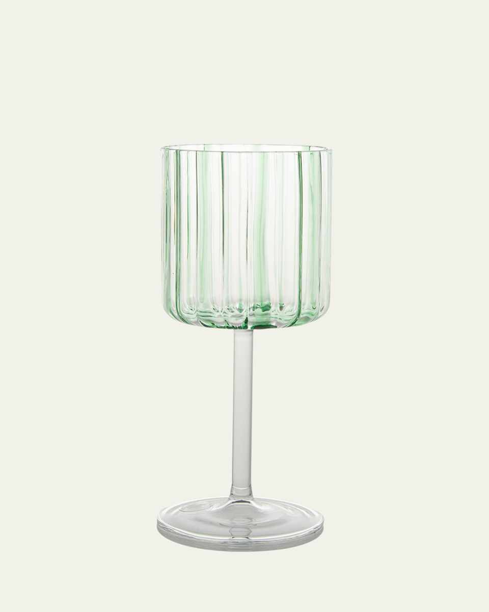 Green Striped Wine Glass